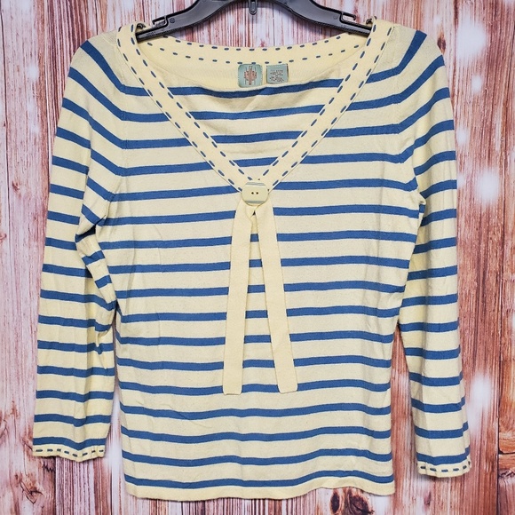 Anthropologie Sweaters - HWR Anthro sailor sweater yellow blue stripe M